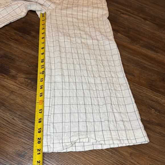 Lydelle size SMALL cream and black window pane plaid wide leg capri pants Cotton - Picture 6 of 8